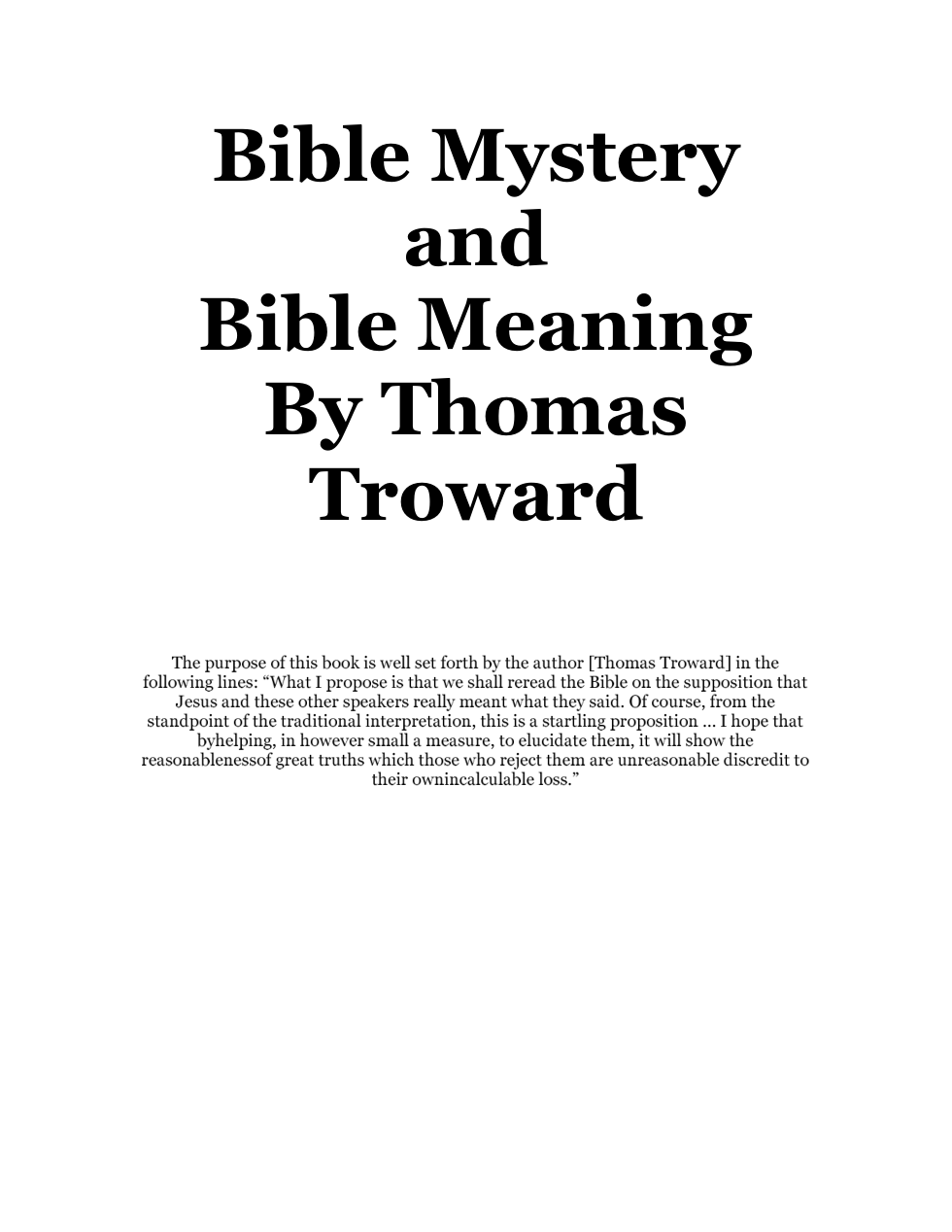 Thomas Troward-Bible Mystery and Bible Meaning cover