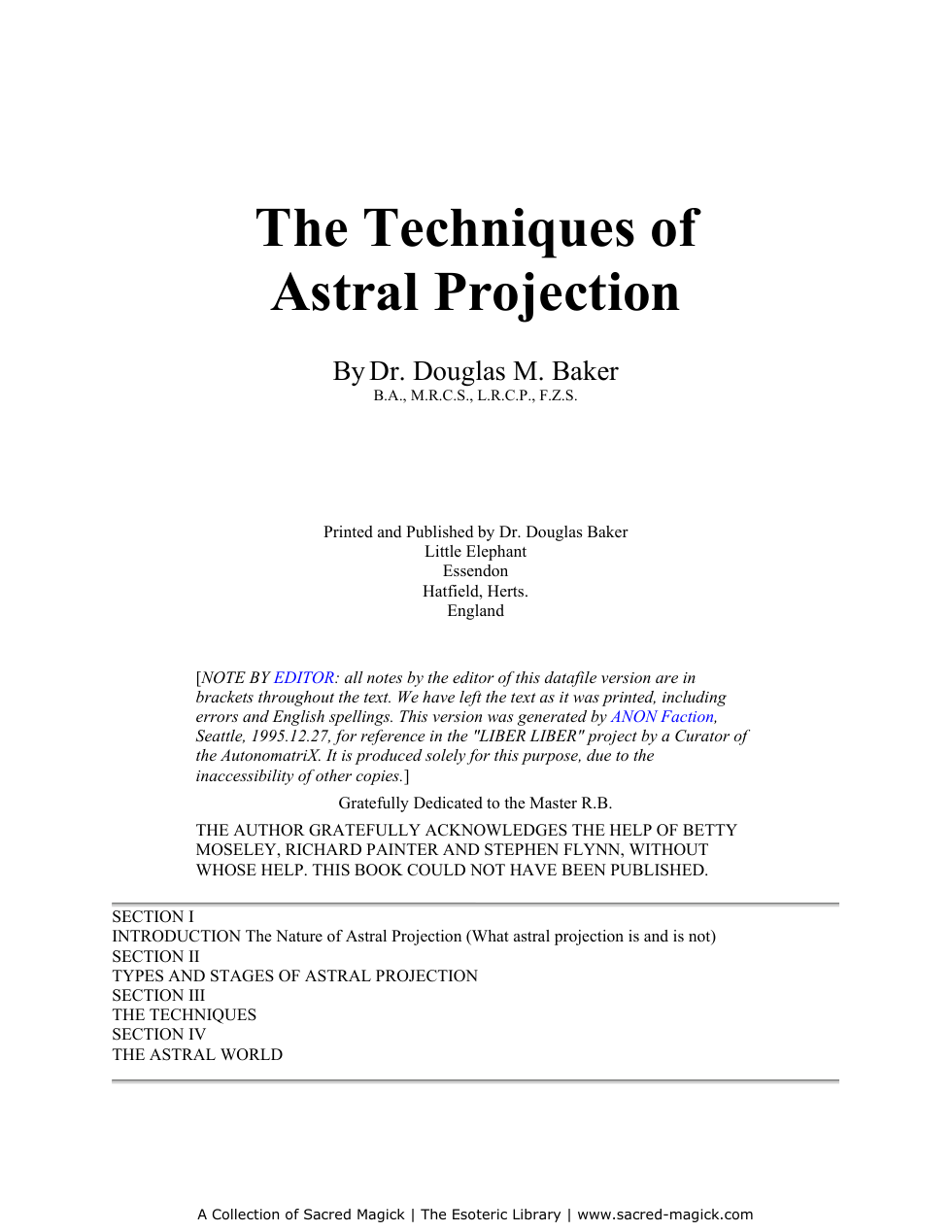 Techniques Of Astral Projection cover