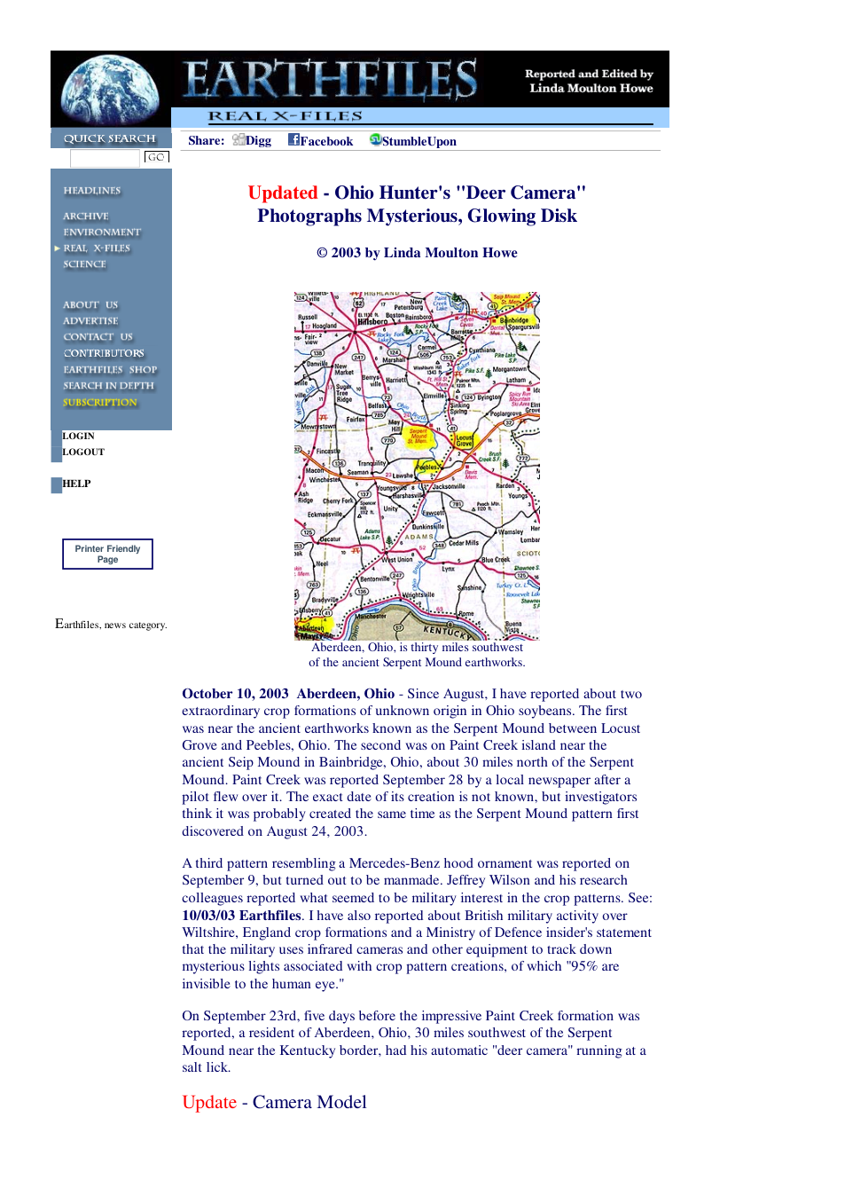 10 10 2003 Updated - Ohio Hunters Deer Camera Photographs Mysterious Glowing Disk cover