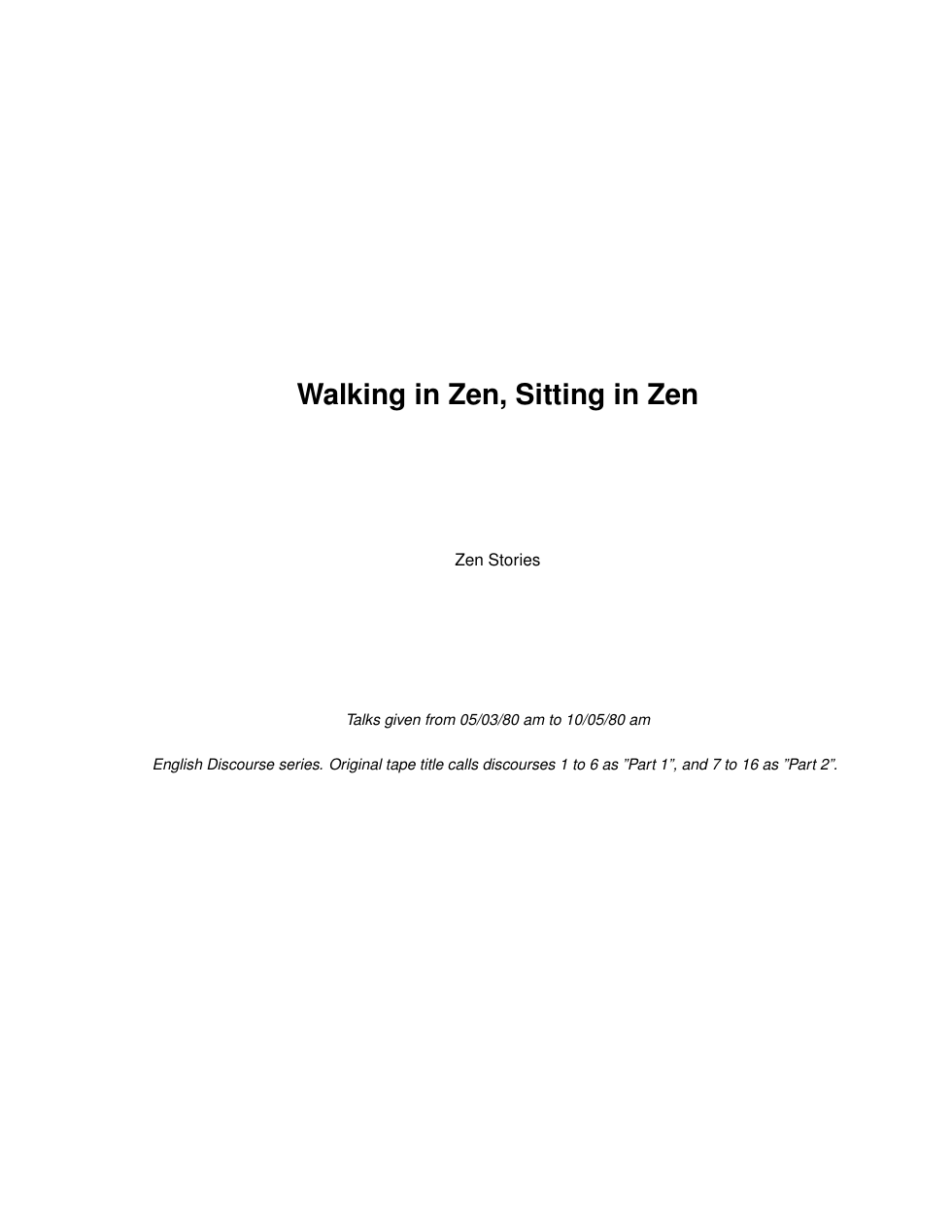 Walking in Zen, Sitting in Zen cover