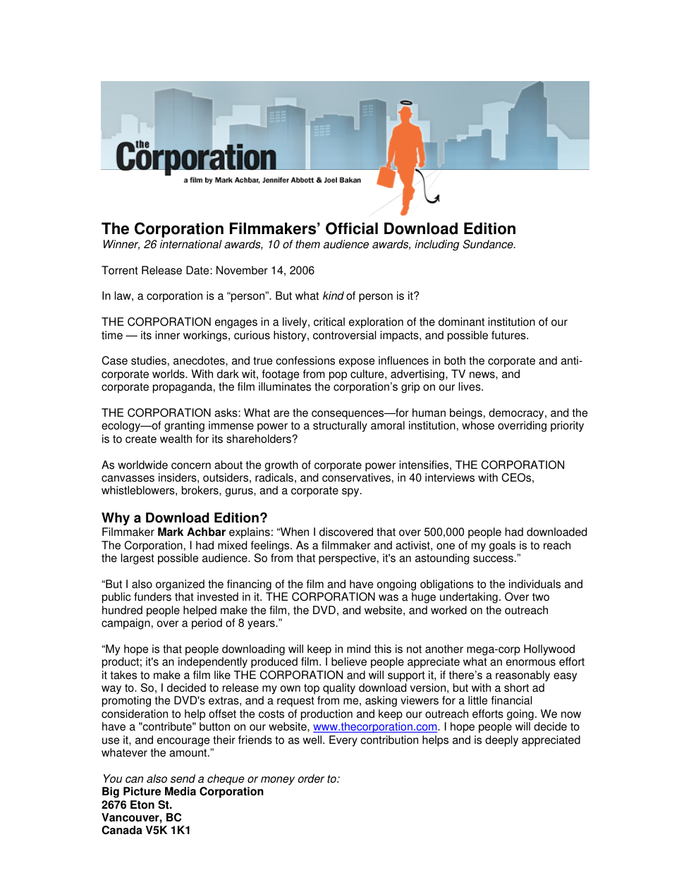 Corporation cover