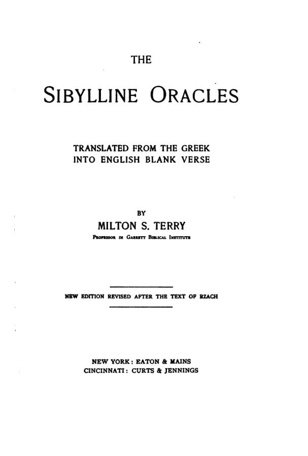 The Sibylline Oracles - M S Terry cover