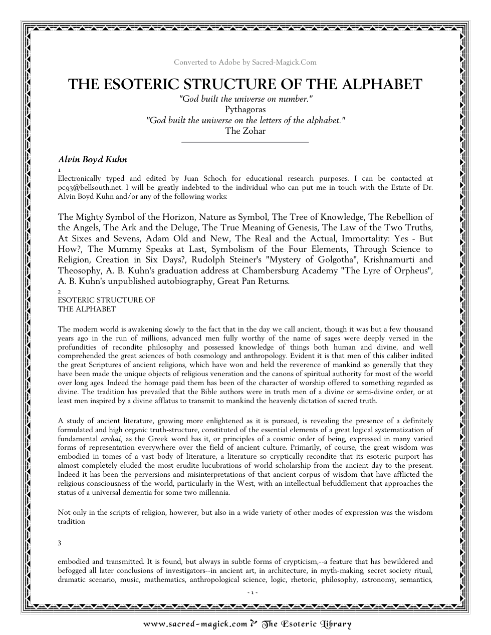 Esoteric Structure of the Alphabet cover