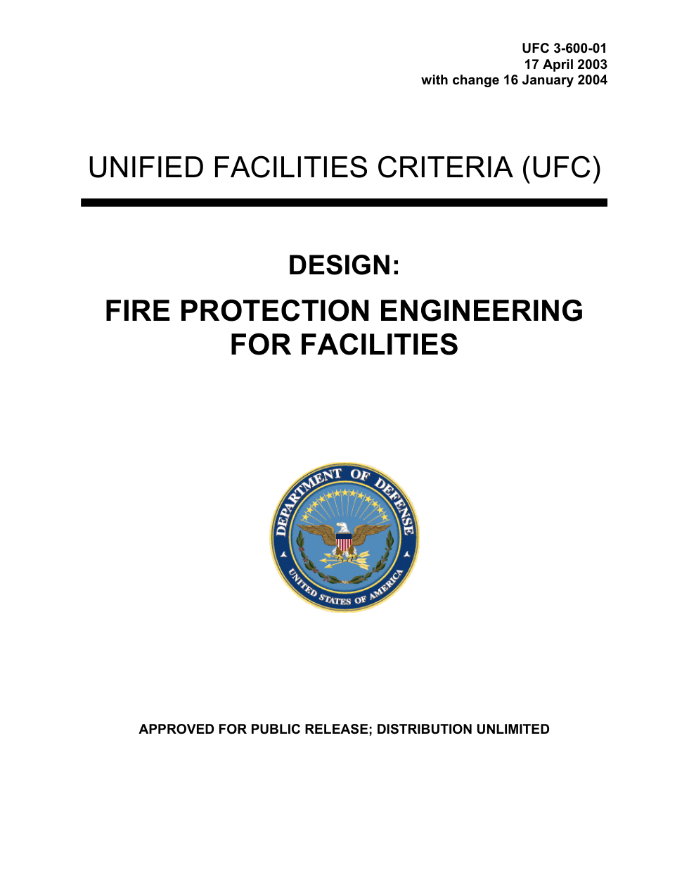 USDOD Fire Protect. Engineering for Facilities 2004 119p. cover