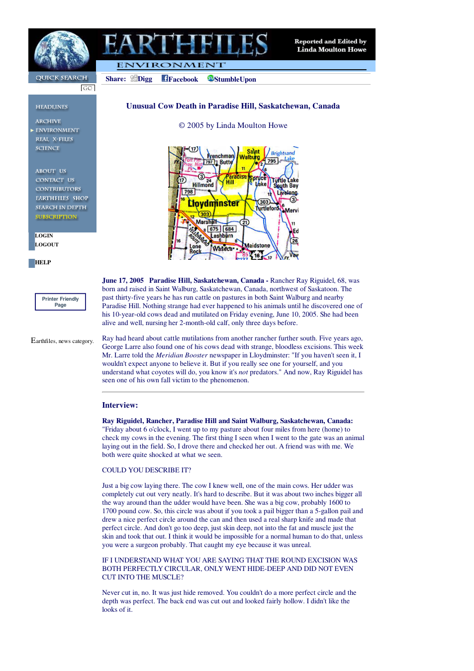 06 17 2005 Unusual Cow Death in Paradise Hill, Saskatchewan, Canada cover