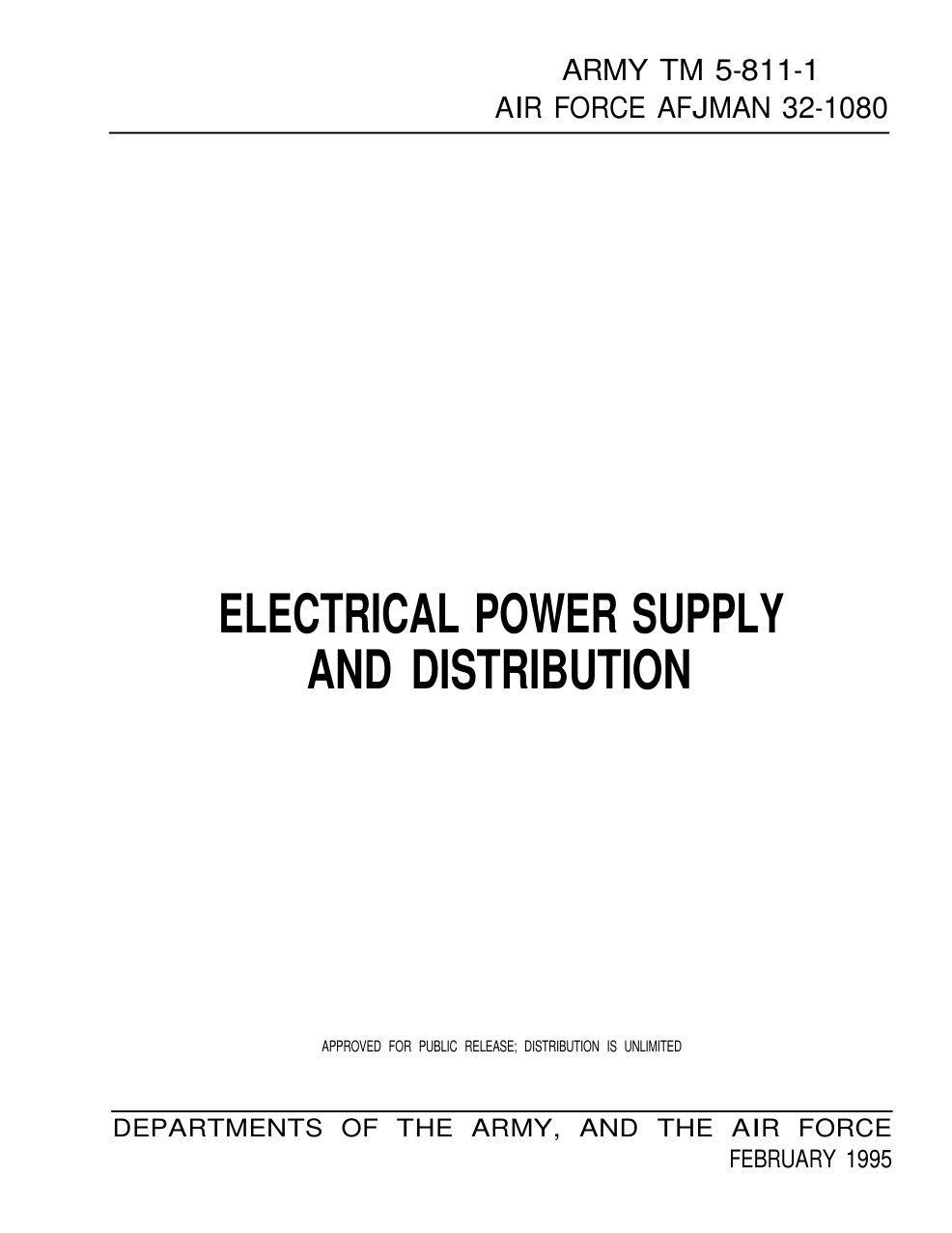 ARMY Electrical-Power Supply & Dist. 1995 122p. cover