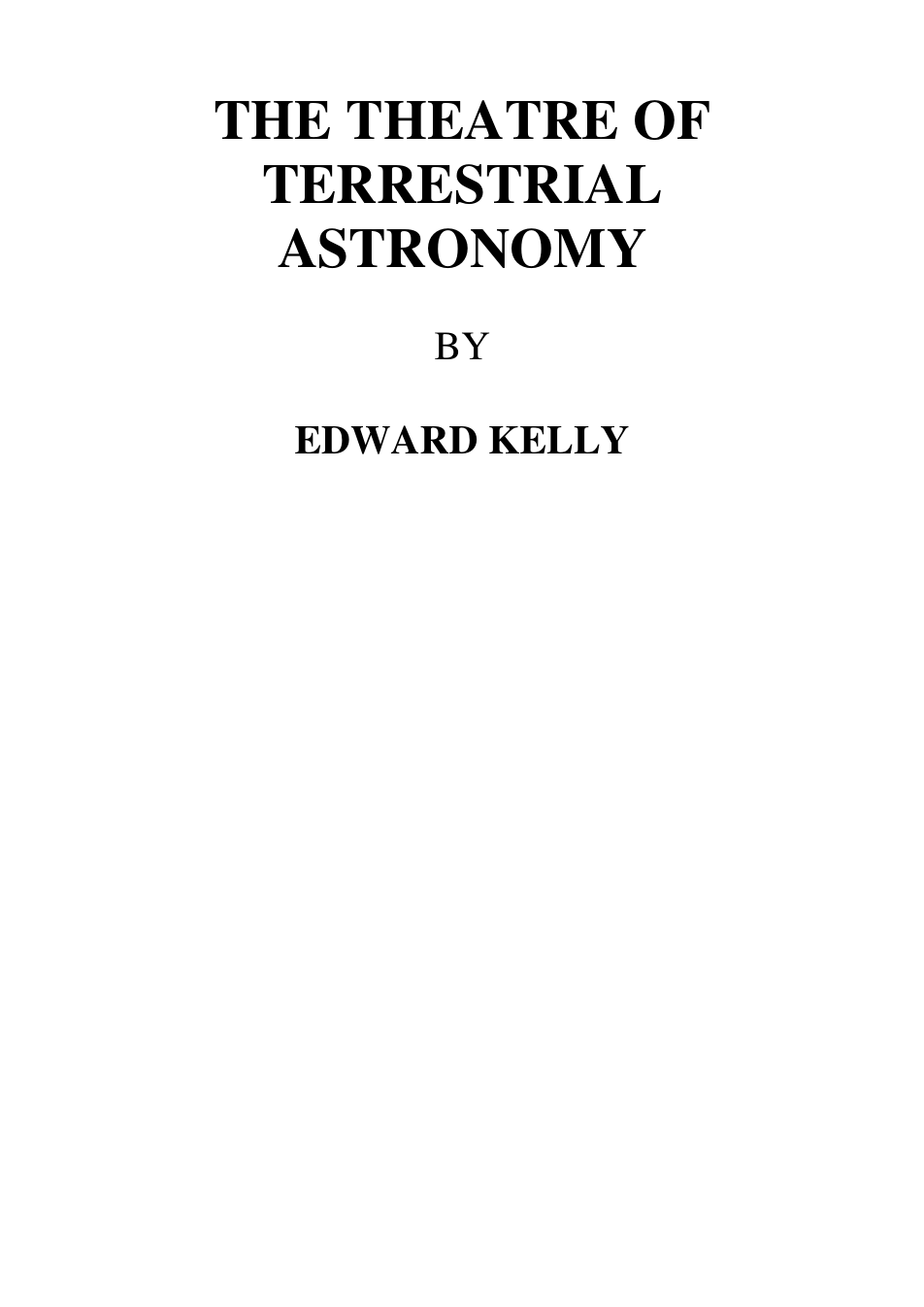 The Theatre of Terrestrial Astrononmy - E Kelly cover