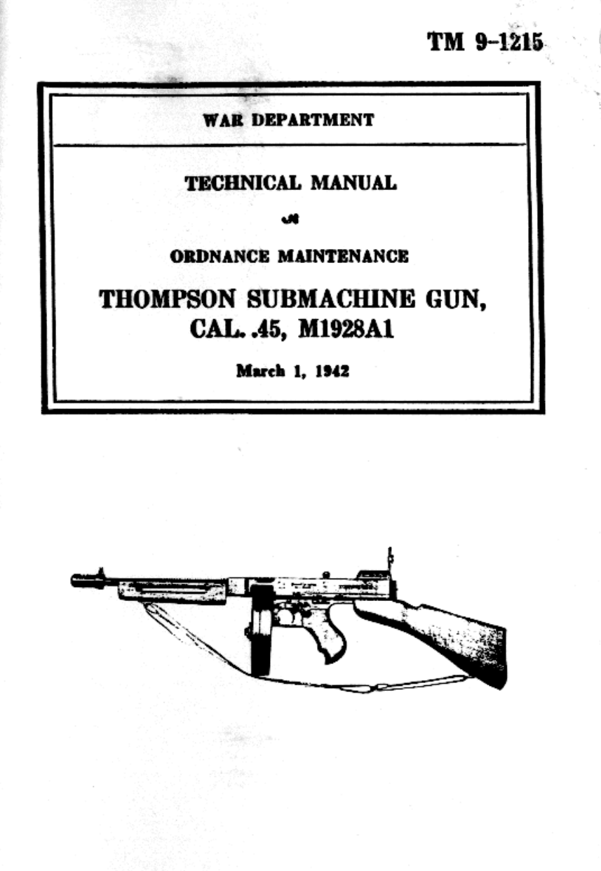 ARMY WWII - Thompson Submachine Gun .45 1942 14 pages cover