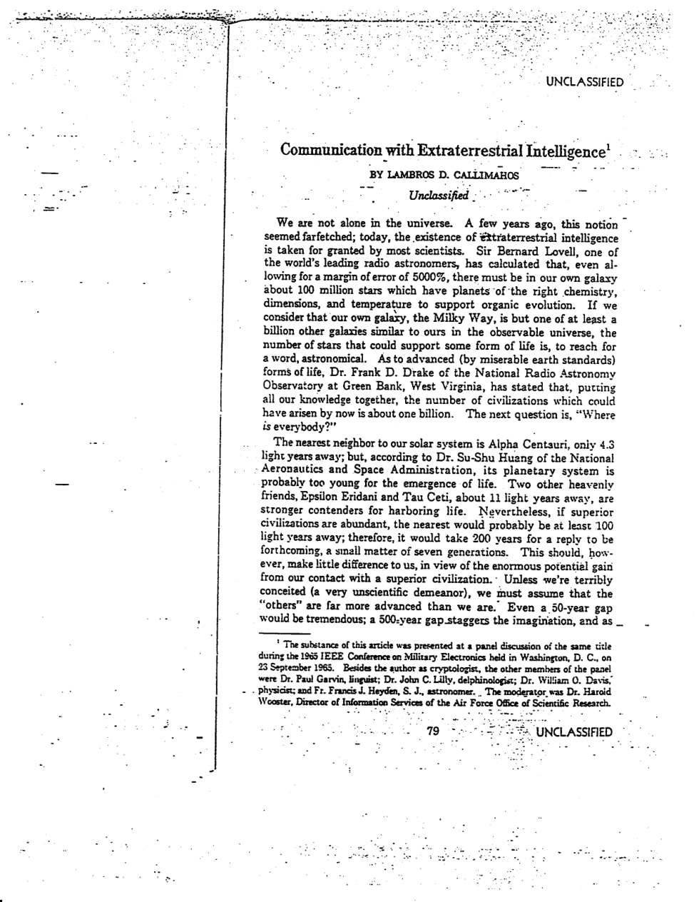 Callimahos, LD - Communication With Extraterrestrial Intelligence cover