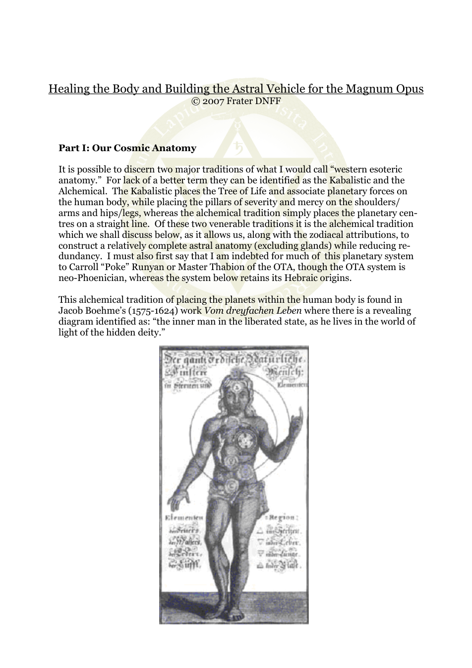 Frater DNFF - Healing the Body and Building the Astral Vehicle for the Magnum Opus cover
