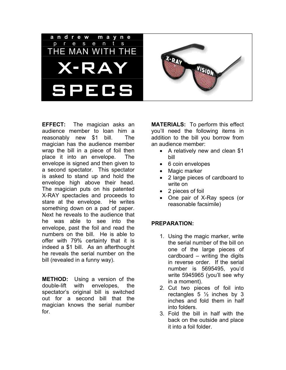 Andrew Mayne - X-Ray Specs cover