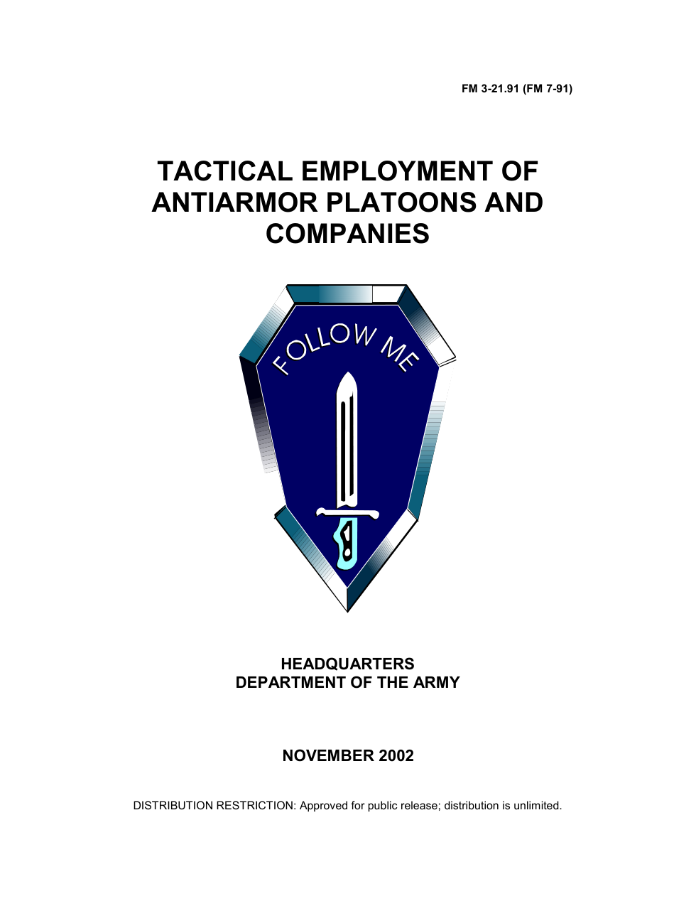 FM 3-21.91 Tactical Employment of Antiarmor Platoons and Companies cover