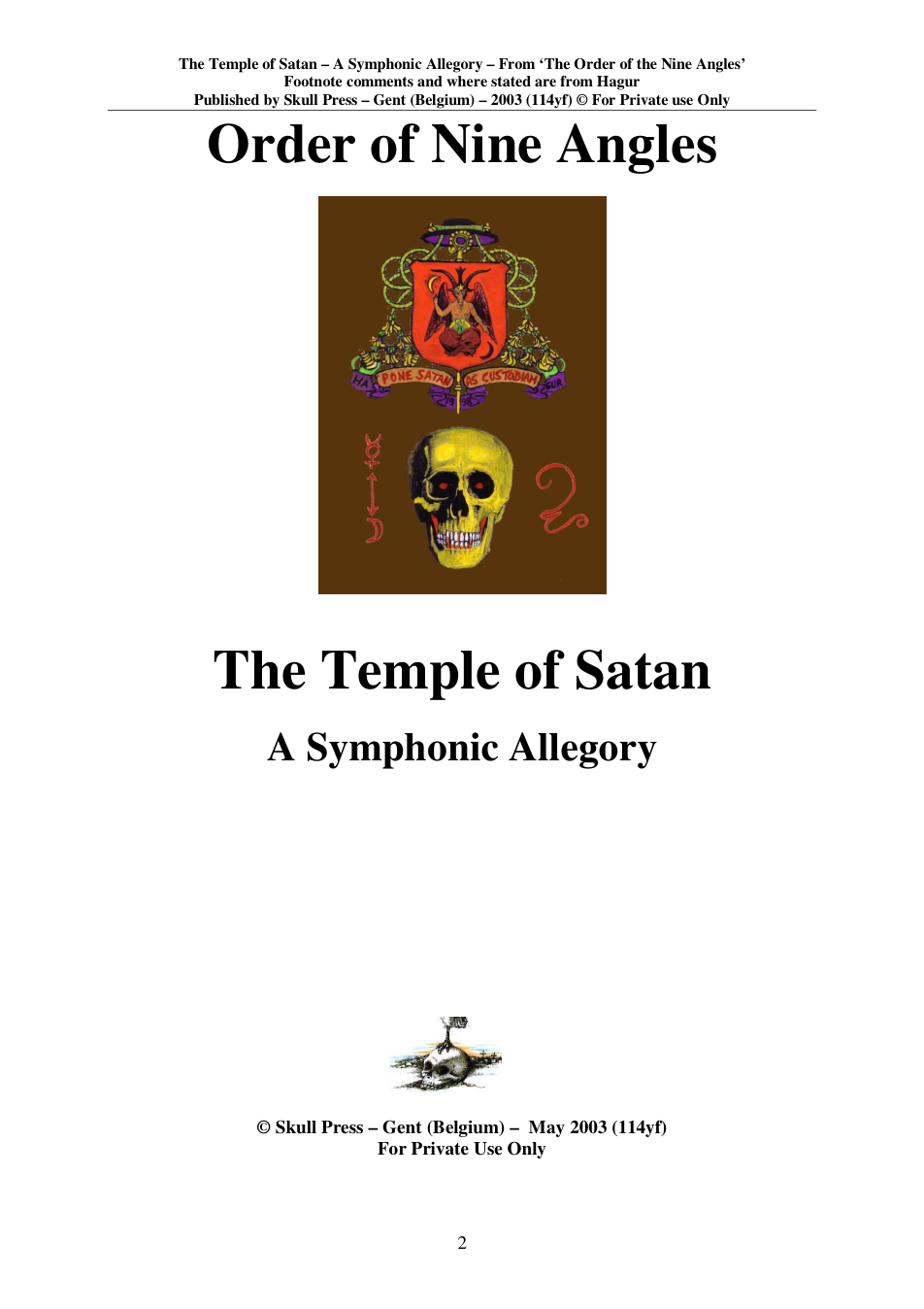 Temple of Satan cover