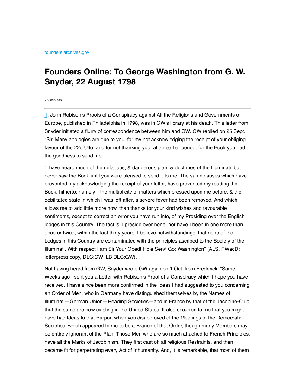 George Washington - Letters With G. W. Snyder cover