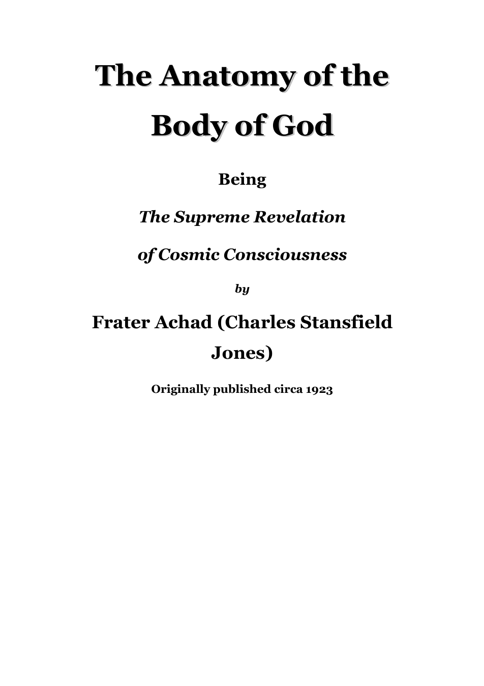 The Anatomy Of The Body Of God - Frater Achad cover