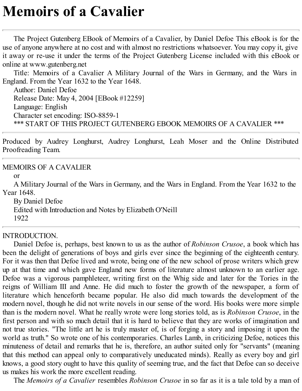 war - the memoirs of a cavalier 1632 cover