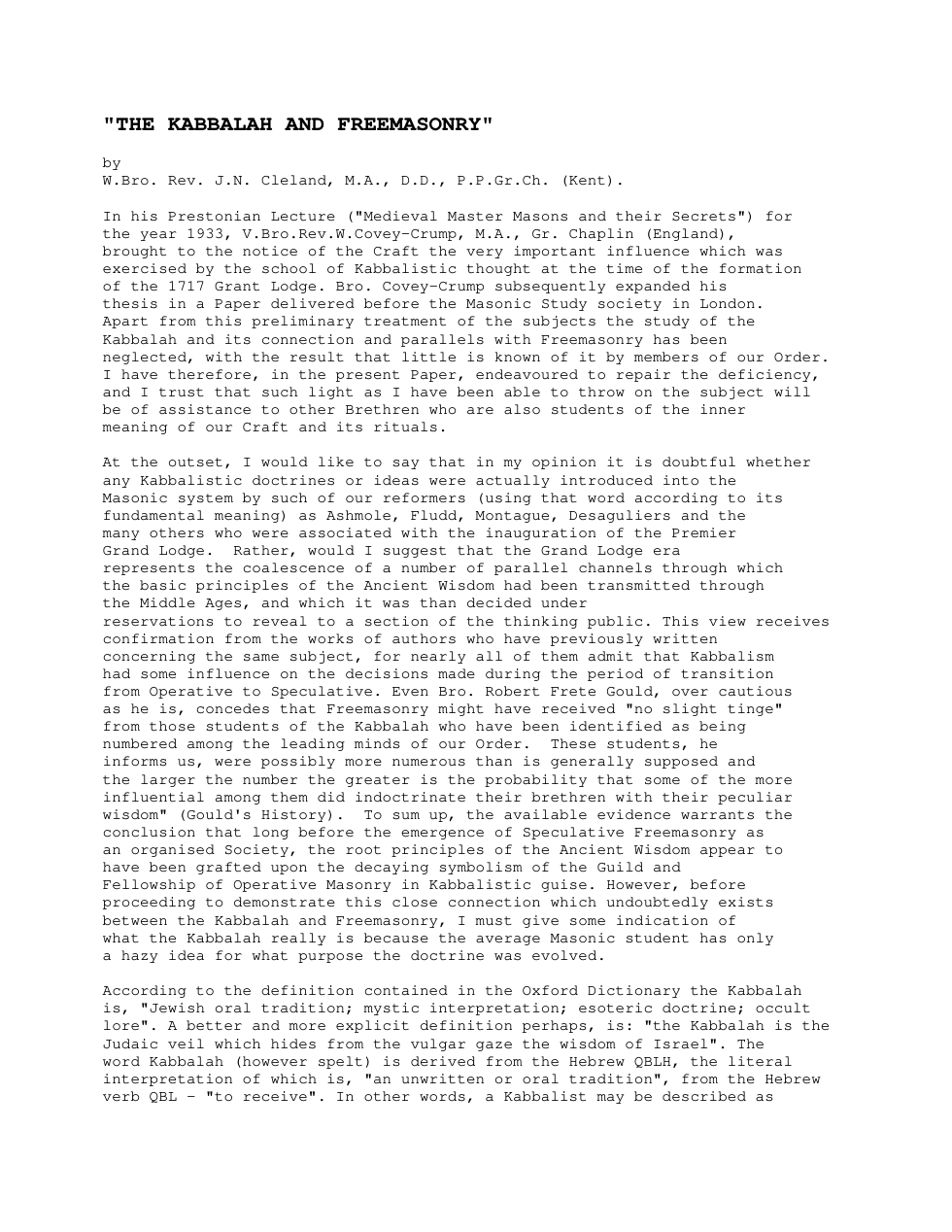 Kabbalah and Freemasonry cover