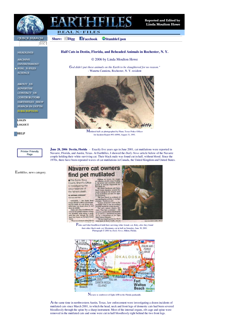 06 28 2006 Half Cats in Destin, Florida, and Beheaded Animals in Rochester, N. Y. cover
