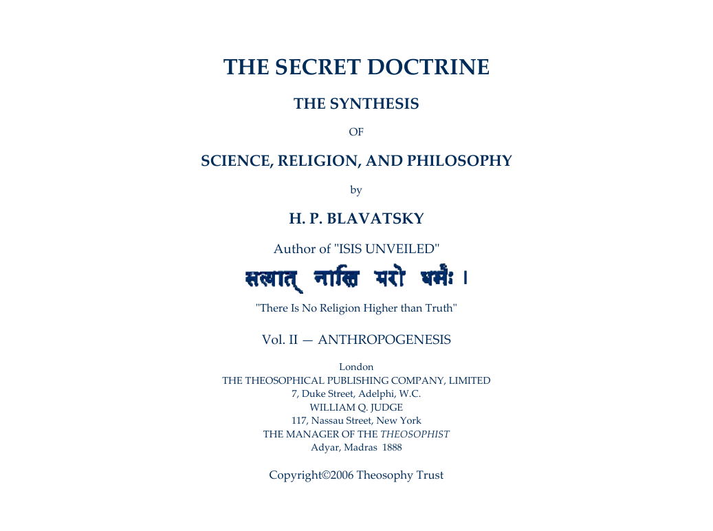 H P Blavatsky - The Secret Doctrine Vol 2 cover