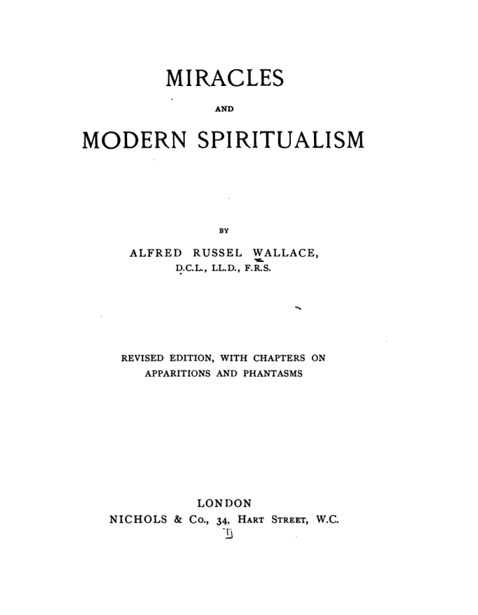 Miracles & Modern Spiritualsm - A R Wallace cover