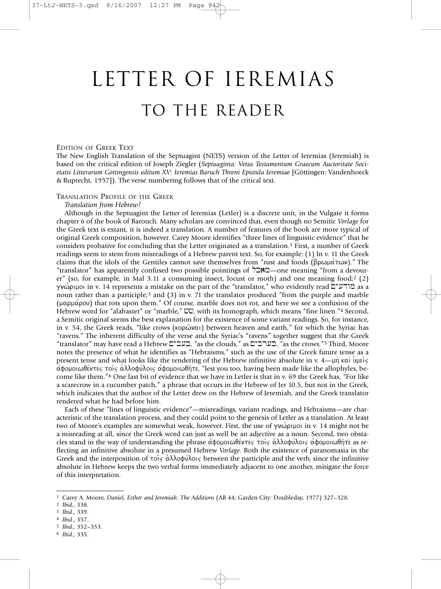 37 Letter of Ieremias, tr. Benjamin G. Wright cover