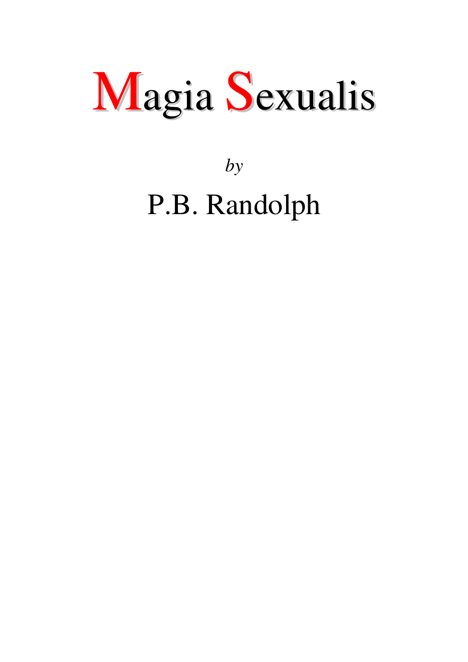 Magia Sexualis - P B Randolph cover