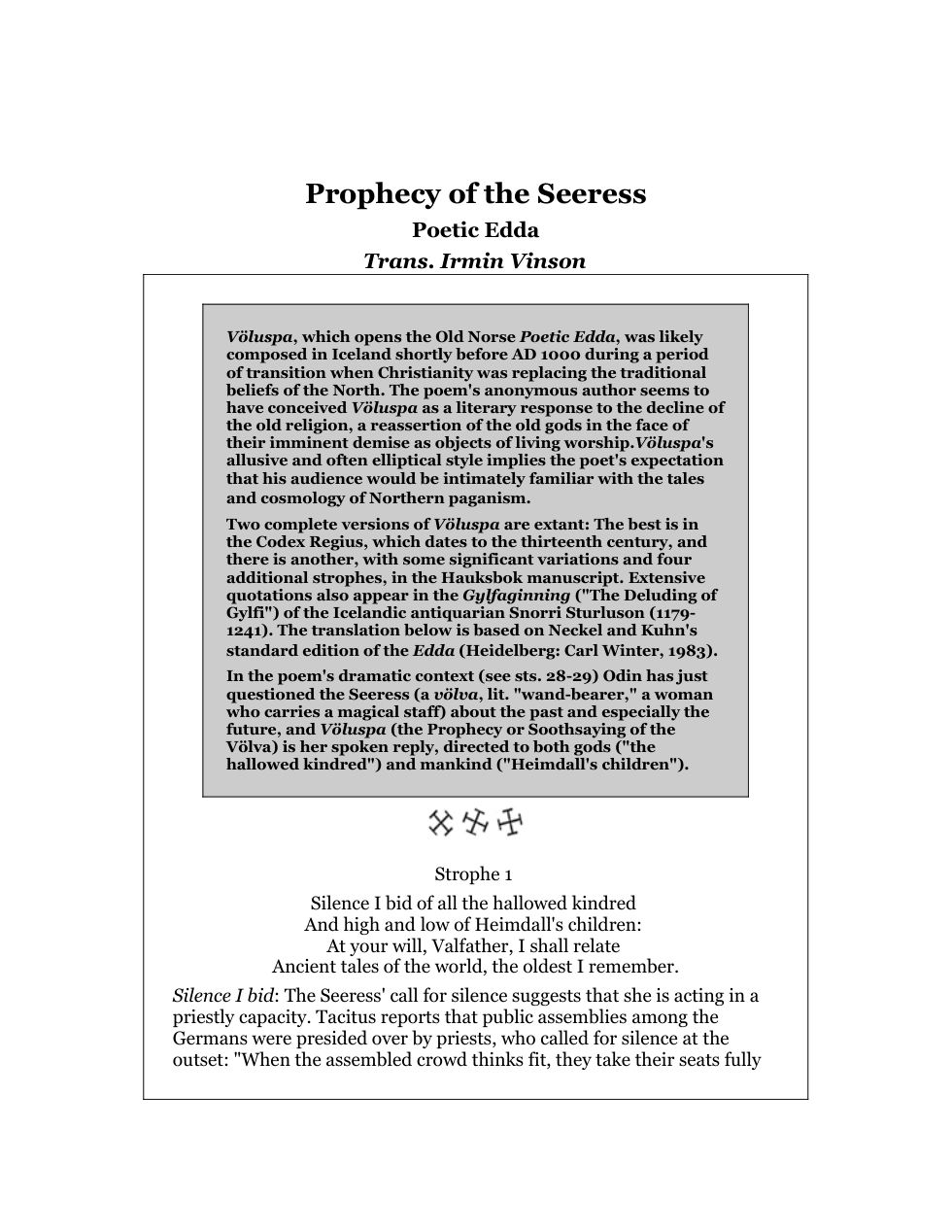 Irmin Vinson - Prophecy Of The Seeress Poetic Edda cover