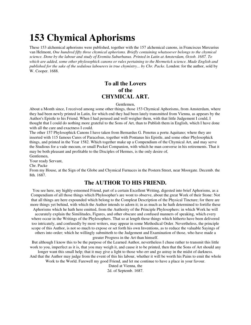 153 Chymical aphorisms cover