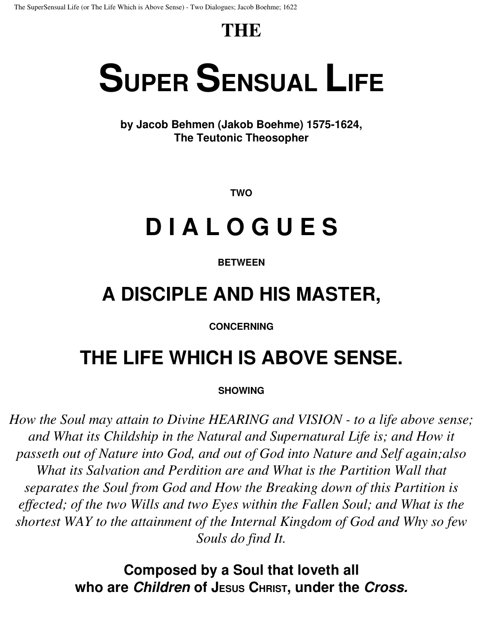 Jacob Behmen - The Super Sensual Life cover