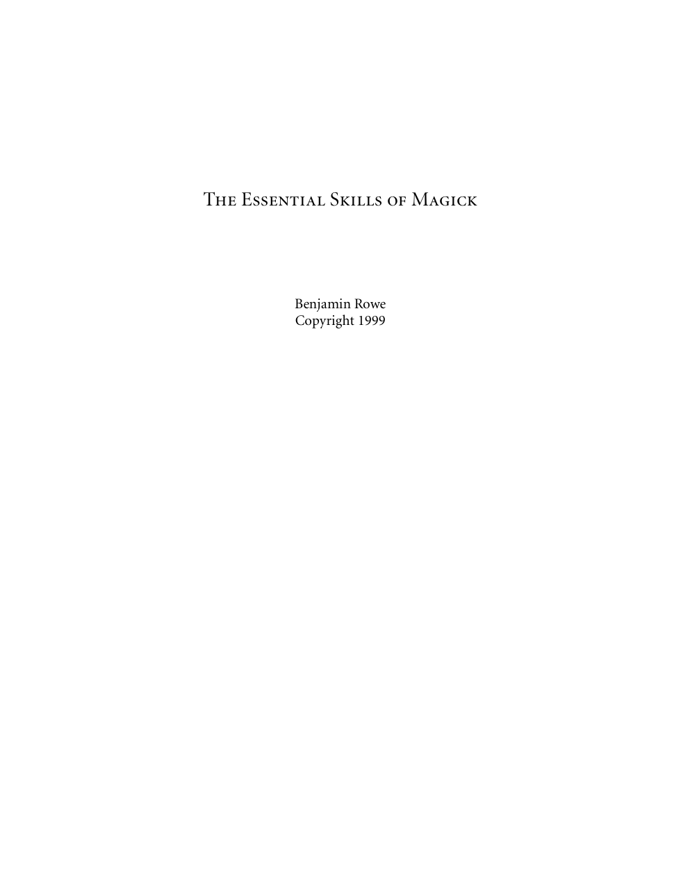 The Essential Skills of Magick by Benjamin Rowe cover