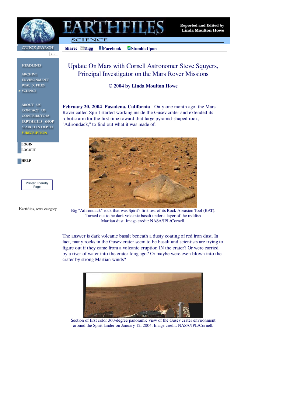 02 21 2004 Update On Mars with Cornell Astronomer Steve Squyers,Principal Investigator on the Mars Rover Missions cover