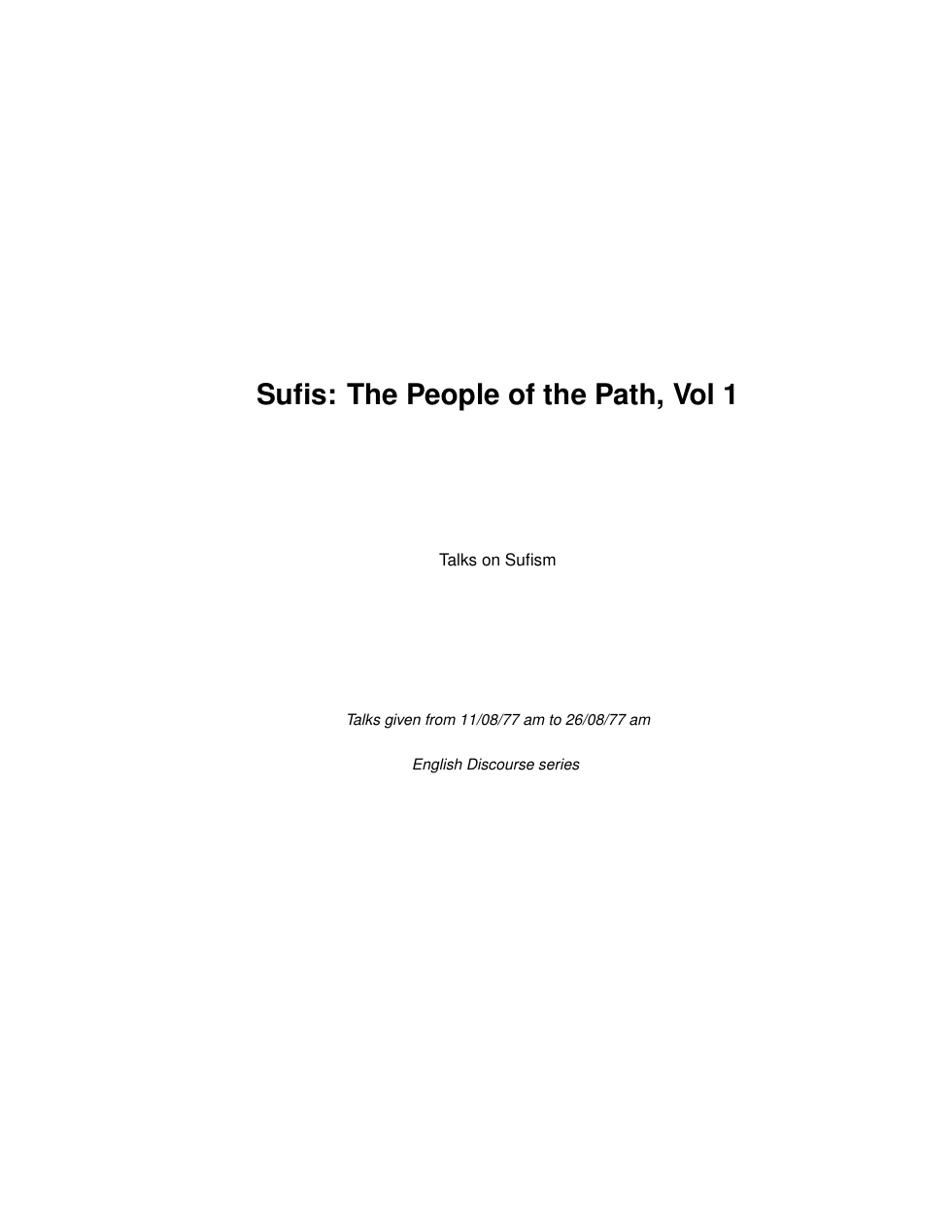 Sufis. The People of the Path, Vol 1 cover