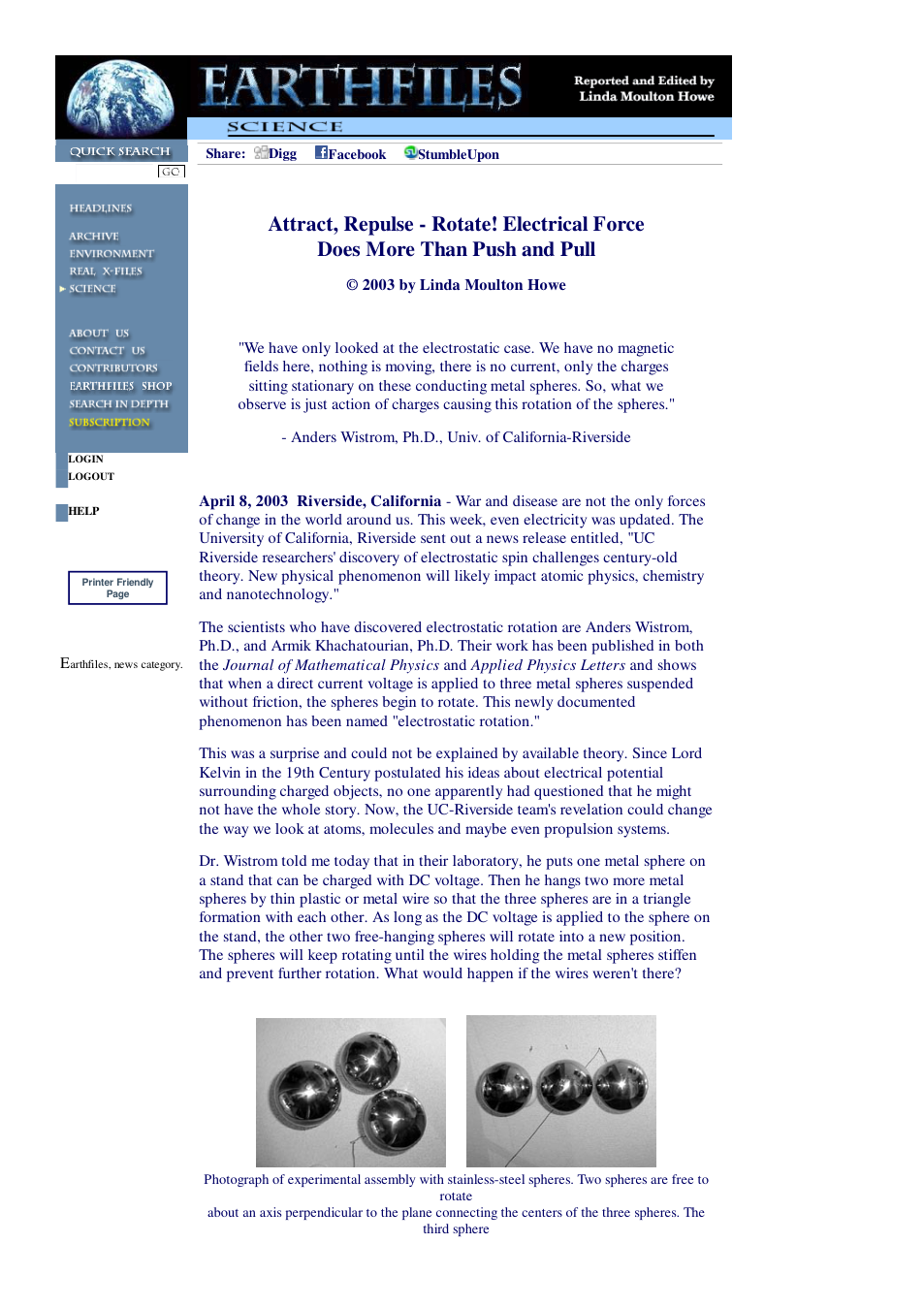04 08 2003 Attract, Repulse - Rotate! Electrical Force Does More Than Push and Pull cover