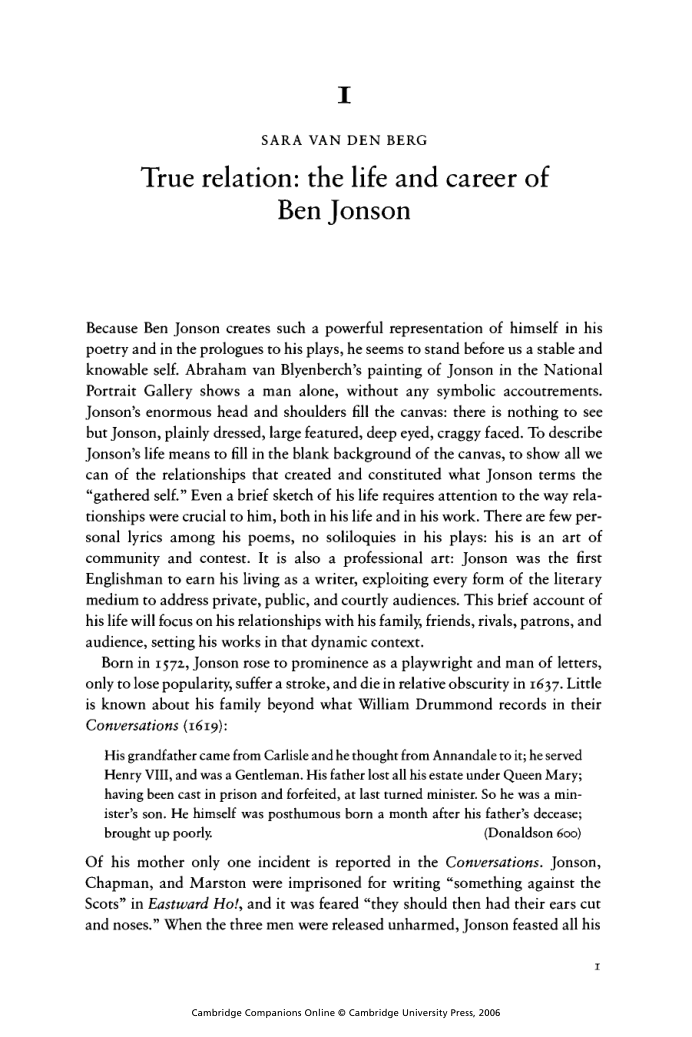The Cambridge Companion to Ben Jonson cover