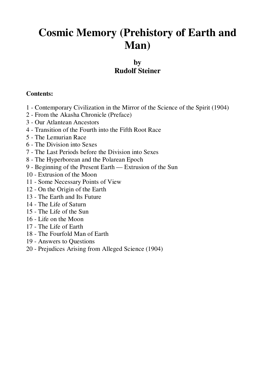 Cosmic Memory - R Steiner cover