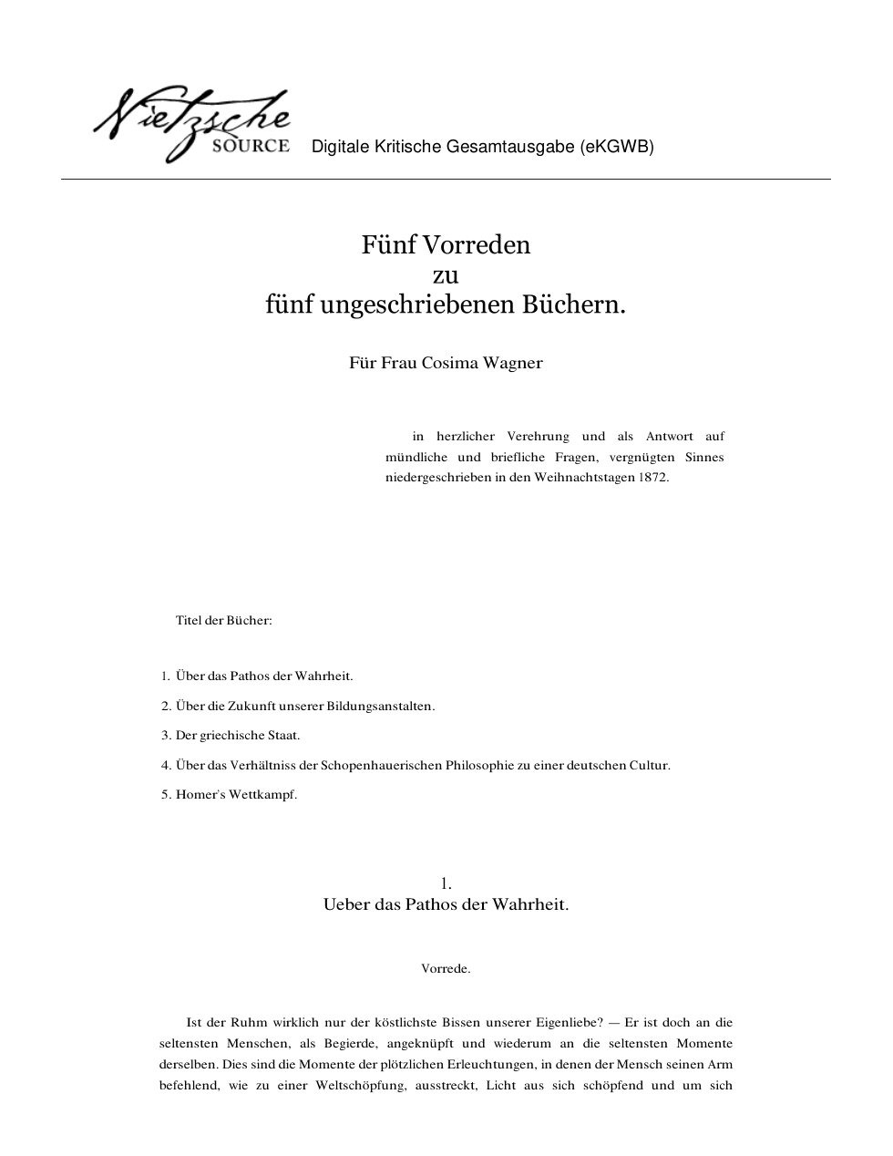 Fünf Vorreden zu fünf ungeschriebenen Büchern cover