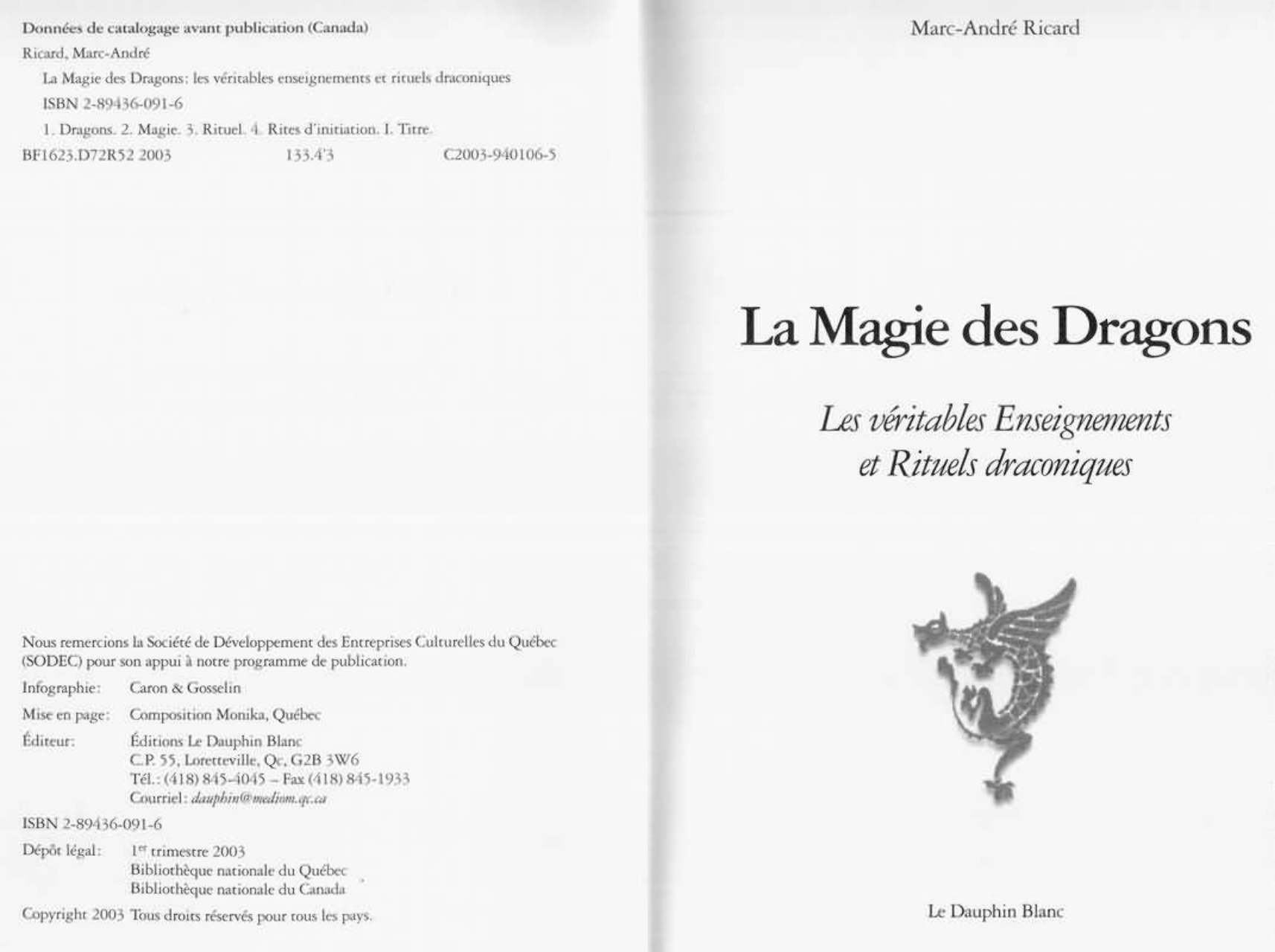 Marc Andre Ricard - La Magie Des Dragons cover