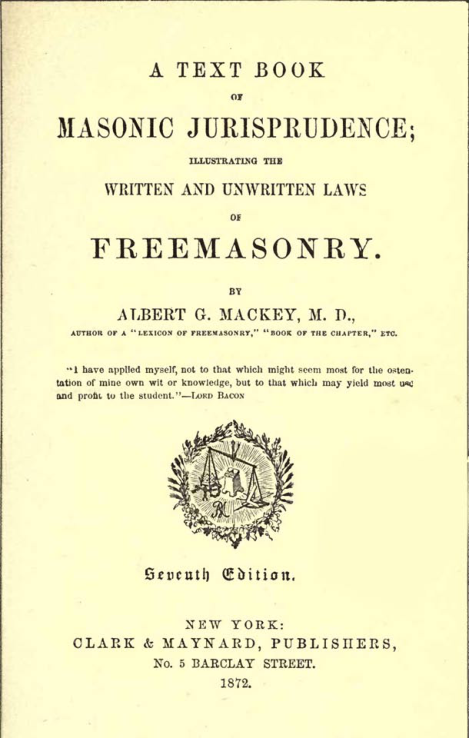 A Text Book Of Masonic Jurisprudence - A G Mackey cover