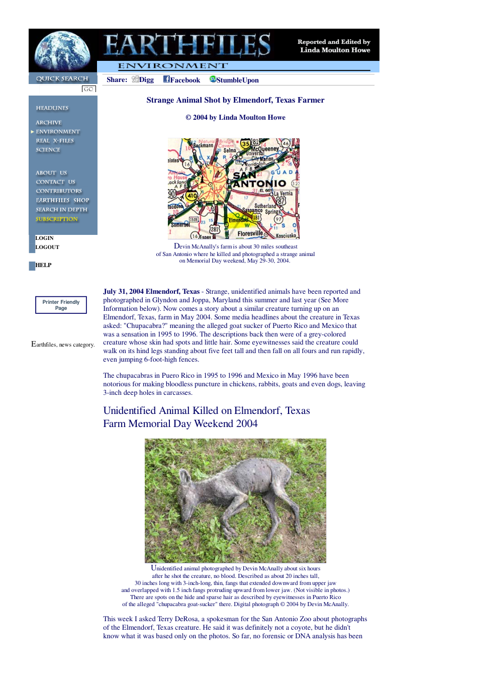 07 31 2004 Strange Animal Shot by Elmendorf, Texas Farmer cover