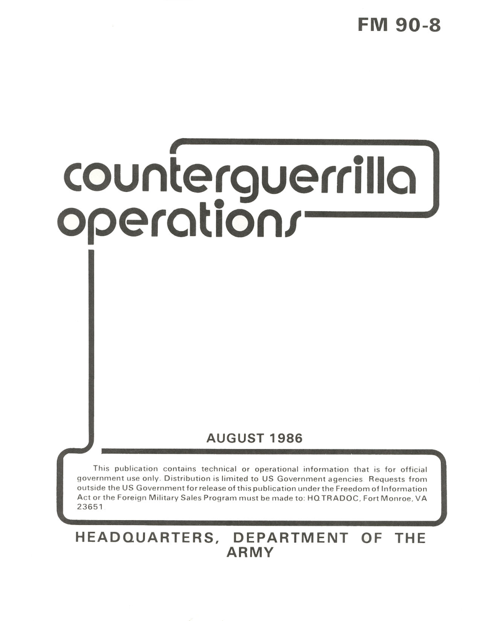 ARMY Counterguerilla Operations 1986 257 pages cover