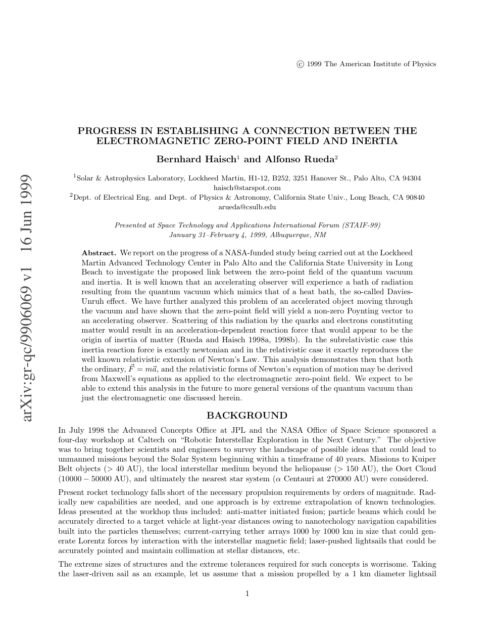 Connection Between The Electromagnetic Zero-Point Field And Inertia cover