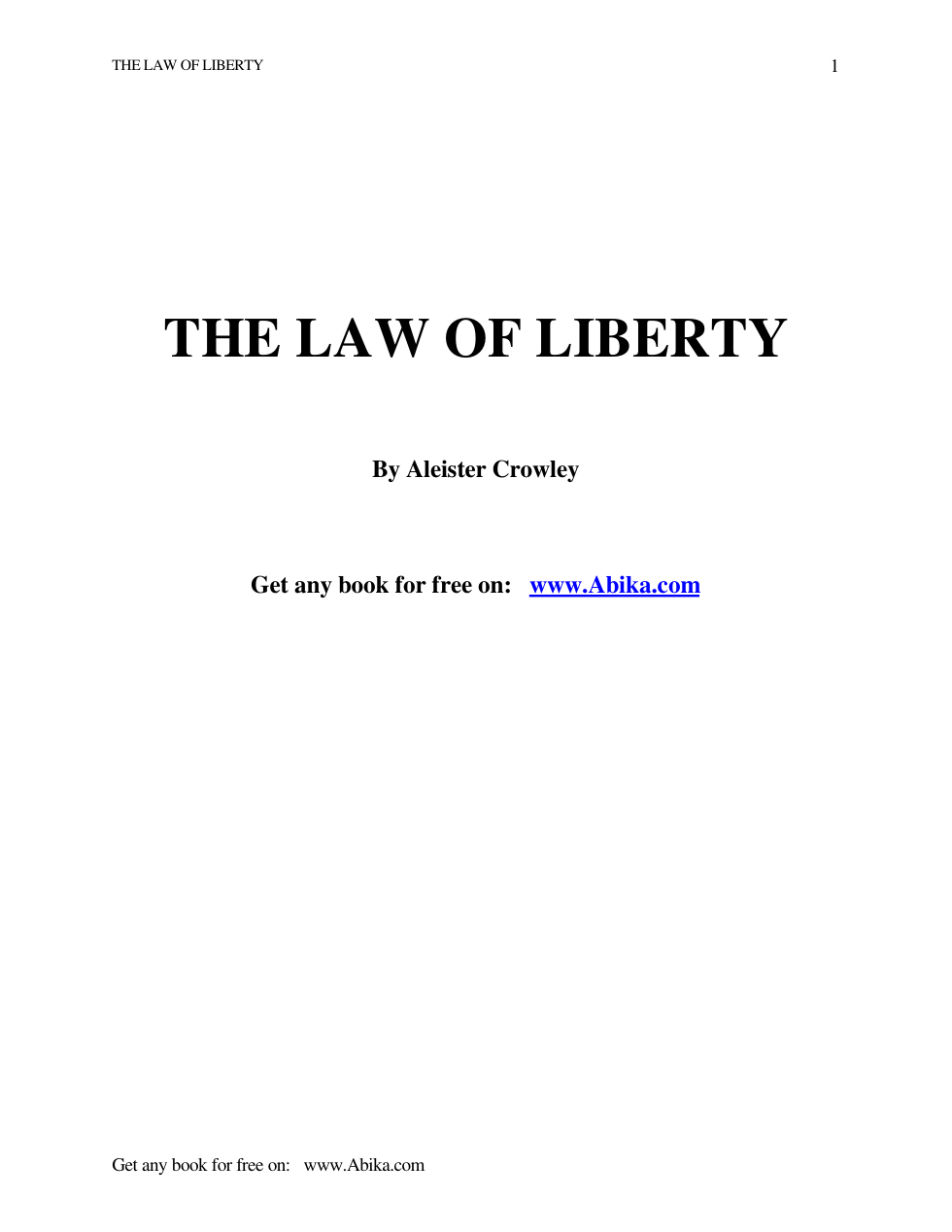 Aleister Crowley - The Law Of Liberty cover