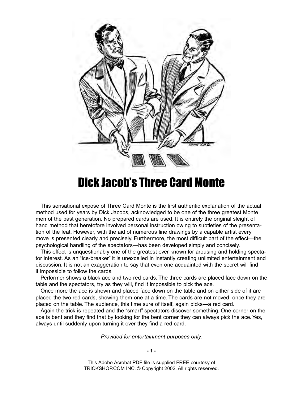 Dick Jacob's - Three Card Monte cover