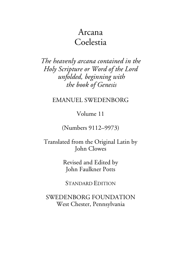 Emanuel Swedenborg - Arcana Coelestia - 11 of 12 cover