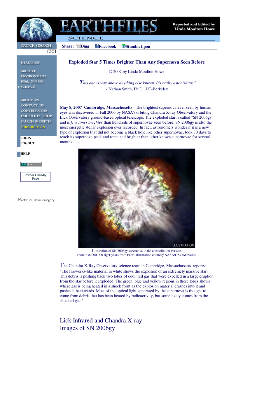05 08 2007 Exploded Star 5 Times Brighter Than Any Supernova Seen Before cover