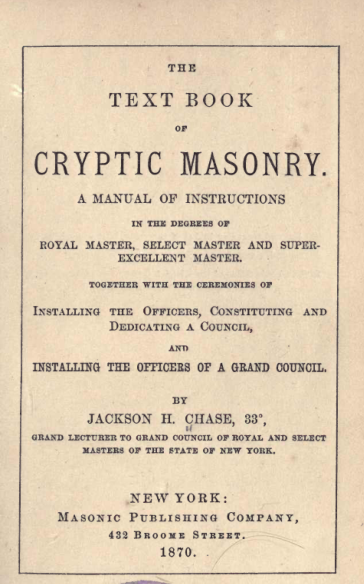 Textbook of Cryptic Masonry - J Chase cover