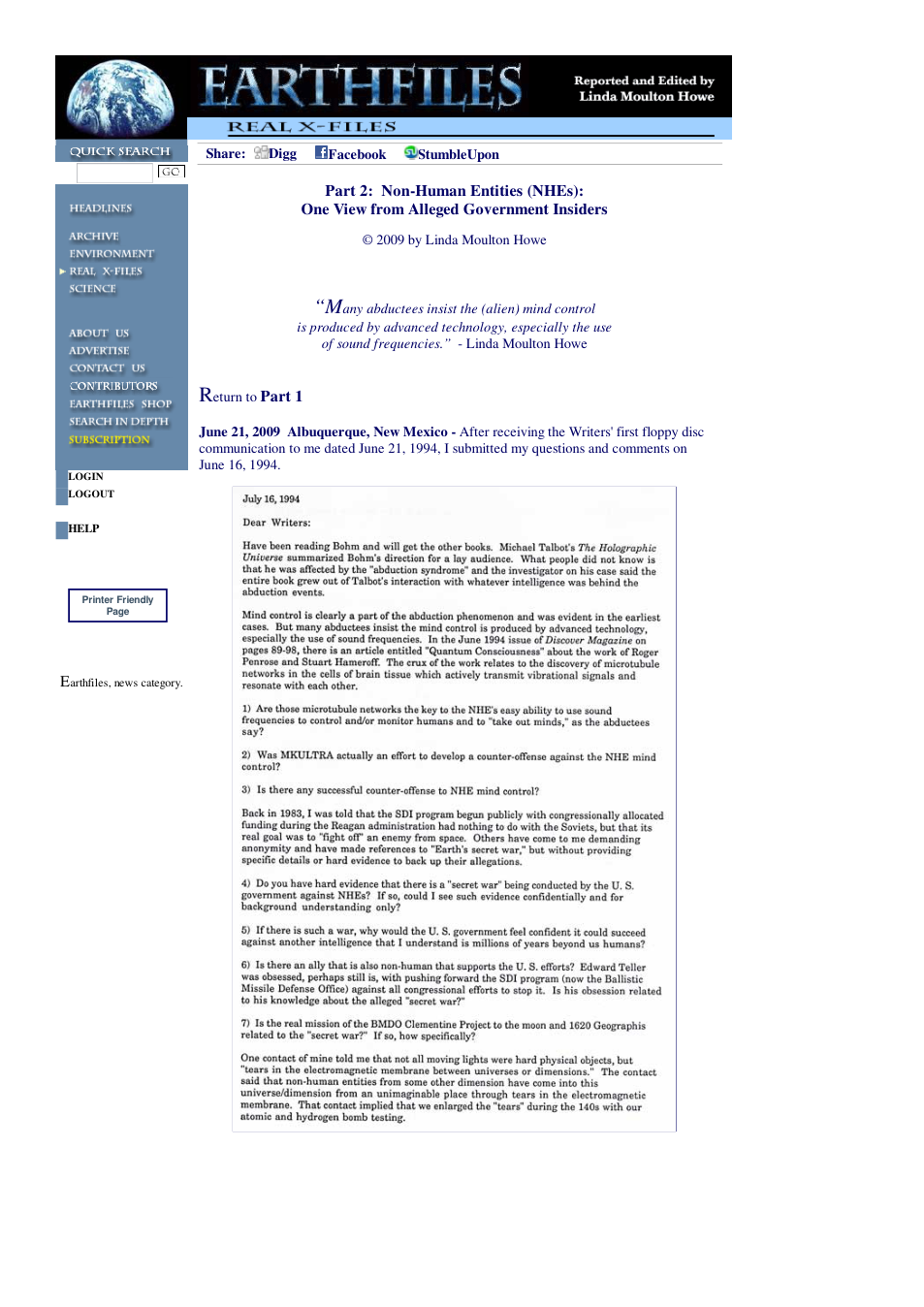 06 21 2009 Part 2 Non-Human Entities (NHEs) One View from Alleged Government Insiders cover