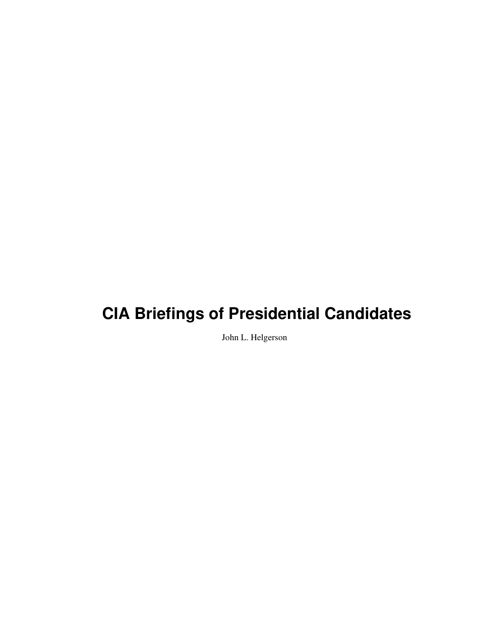 CIA Briefings of Presidents cover