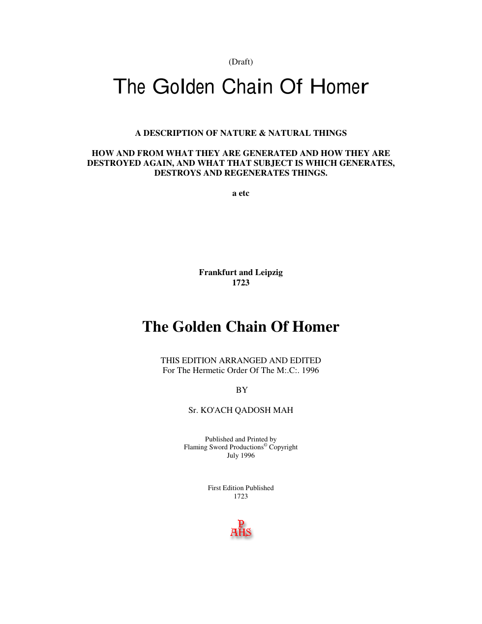 Golden Chain Of Homer cover