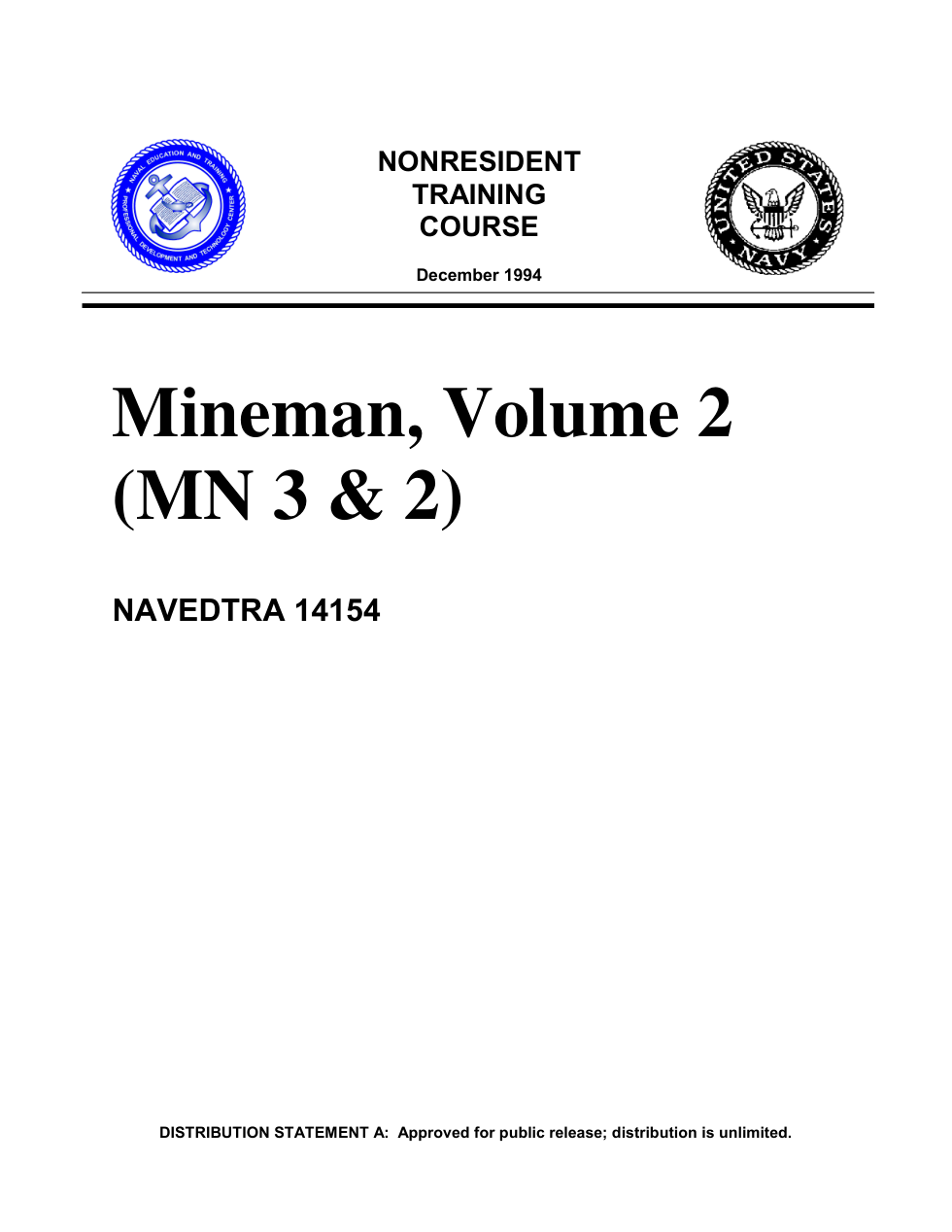 NAVY Mineman, Volume 2, 3 & 2 1994 92 pgs cover